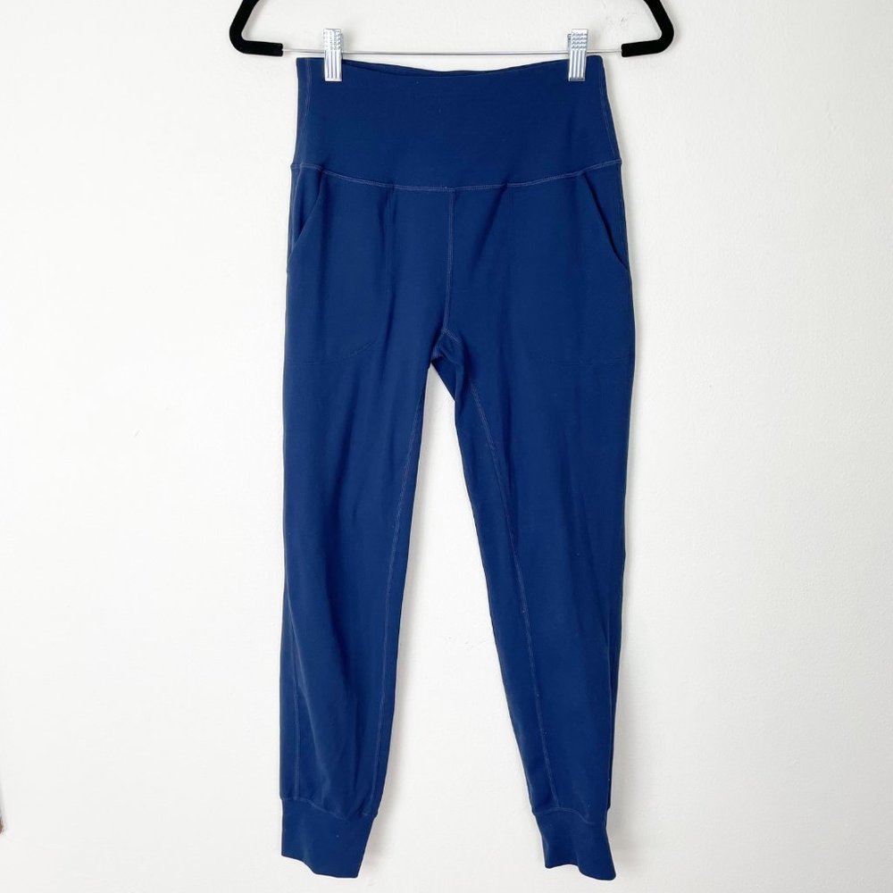 Dibaolong Woman's Sz S Navy Blue‎ Pocket Jogger Sweat Pant Leggings Athleisure